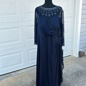 Navy Blue Jeweled EveningDrezs